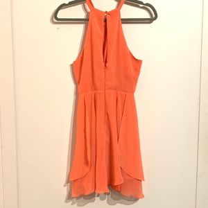 Bebe Pink Flutter Cut Out Formal Dress